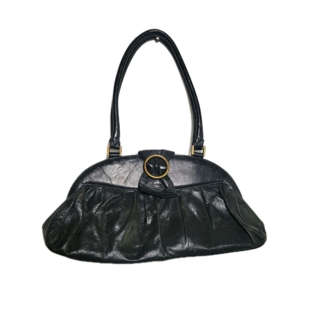 HOBO International Dark Gray leather purse double handle top satchel handbag